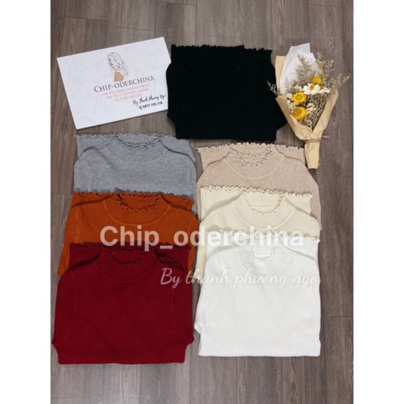 Áo len tăm diềm cổ chất co dãn 7màu | BigBuy360 - bigbuy360.vn