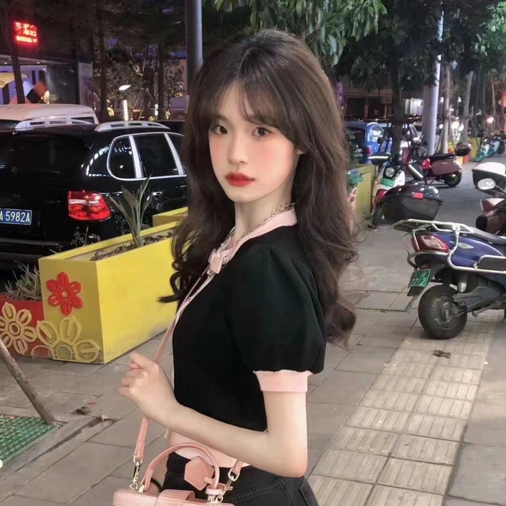 Áo Sơ Mi Ngắn Tay Ôm Eo Phong Cách Hàn Quốc Cổ Điển Dành Cho Nữ