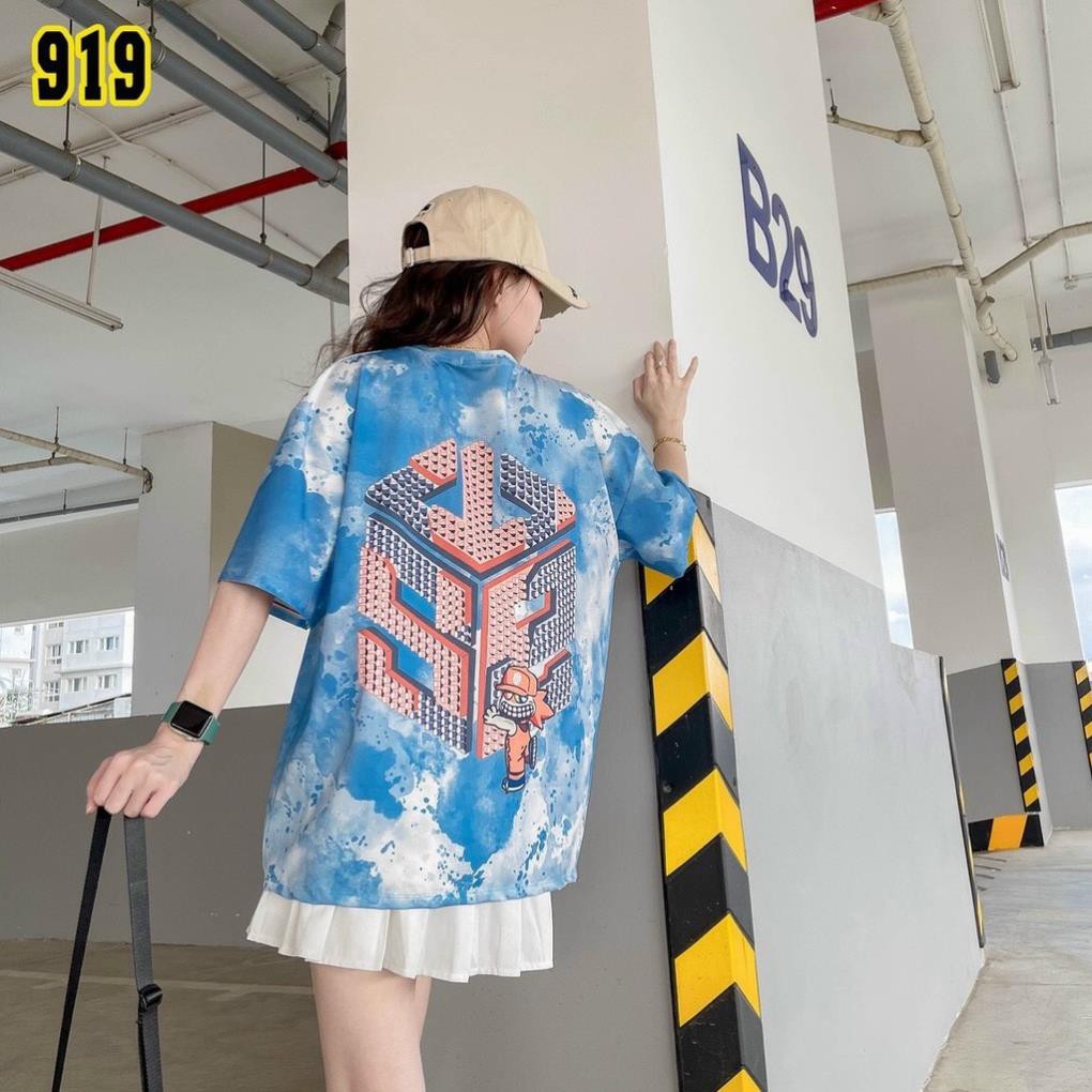 Áo Phông Loang, Áo Thun Loang Nam Nữ Tay Lỡ Form Rộng Cao Cấp Unisex - Hàng Hot Trend Loại 1 - Thiết Kế Hoạt Hình