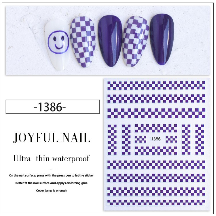 Miếng dán trang trí móng tay họa tiết sọc caro trắng đen độc đáo dành cho nữ