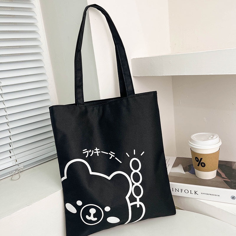 Túi Xách Canvas Cỡ Lớn In Họa Tiết Hoạt Hình Nhật Bản Thời Trang Cho Nữ