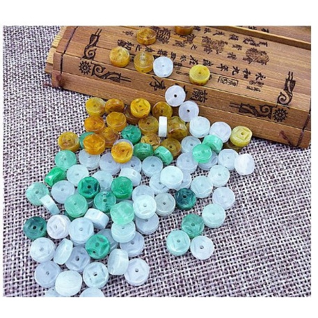 (P131-34) 2 viên charm đồng tiền đá 3x8mm tự nhiên, lỗ xỏ 1mm mix vòng - MH 2641