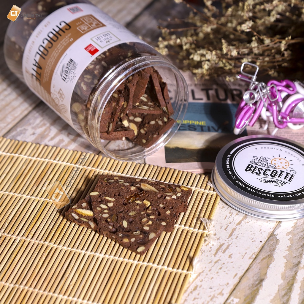 Bánh Biscotti Gạch Đỏ Ngũ Cốc 250G biscostti chocolate Cho Người Ăn Kiêng/ Người Bị Tiếu Đường/ Giảm Cân