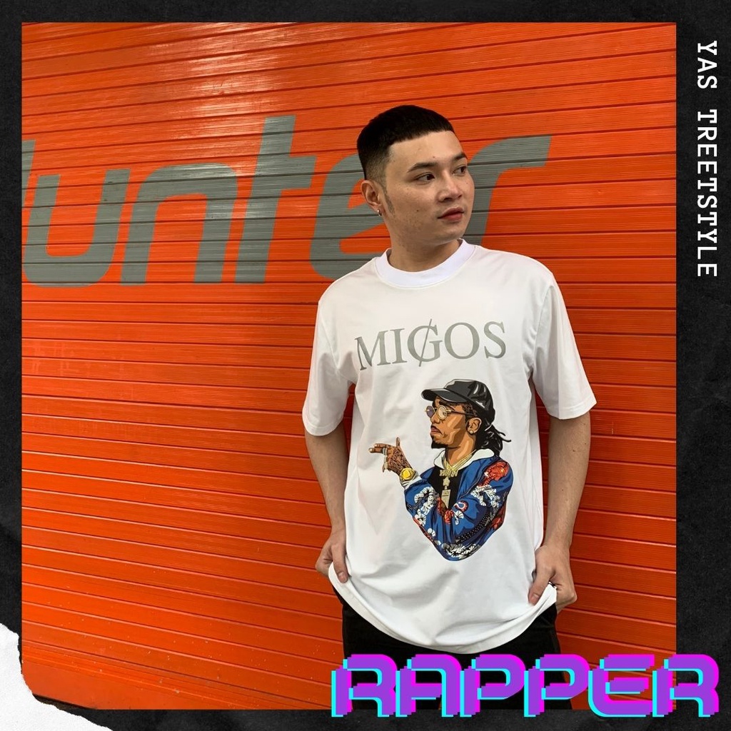 Áo thun tay lỡ form rộng rapper MIGOS - YAS.STREETSTYLE, phông unisex form rộng nam nữ HÌNH IN SIÊU BỀN - KHÔNG NÓNG