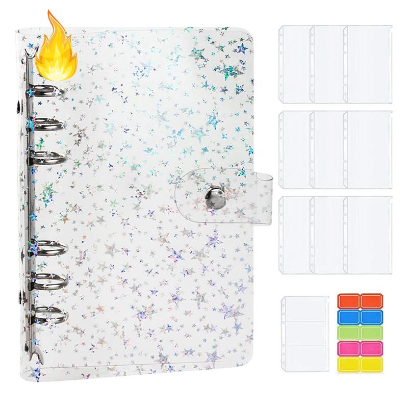 Set 11 món gồm túi đựng tài liệu túi đựng thẻ và nhãn dán kèm bìa sổ tay PVC cỡ A6 tiện dụng