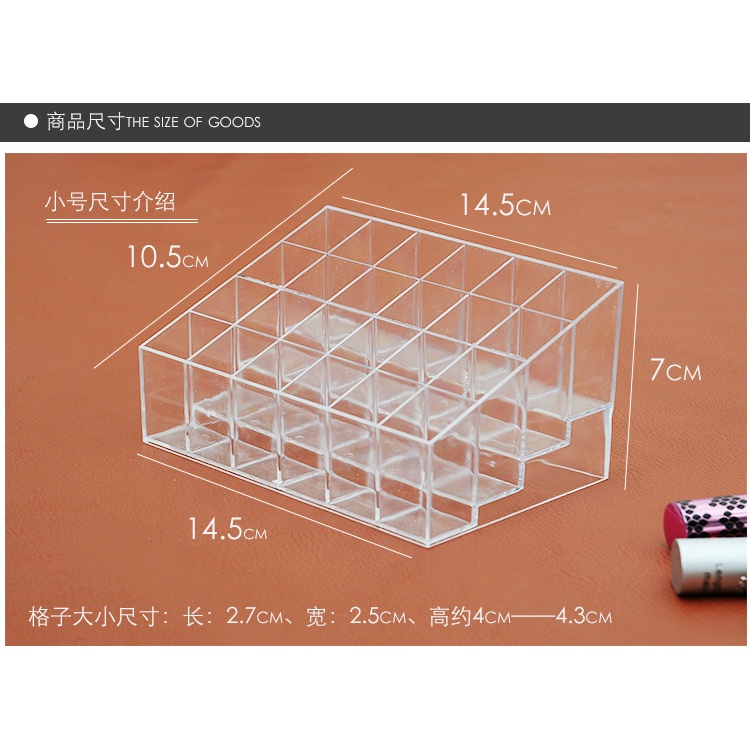 Khay kiểu hộp đựng son 24 ô chứa được mỹ phẩm, trang điểm chất liệu Mika trong suốt giaremoingay6868