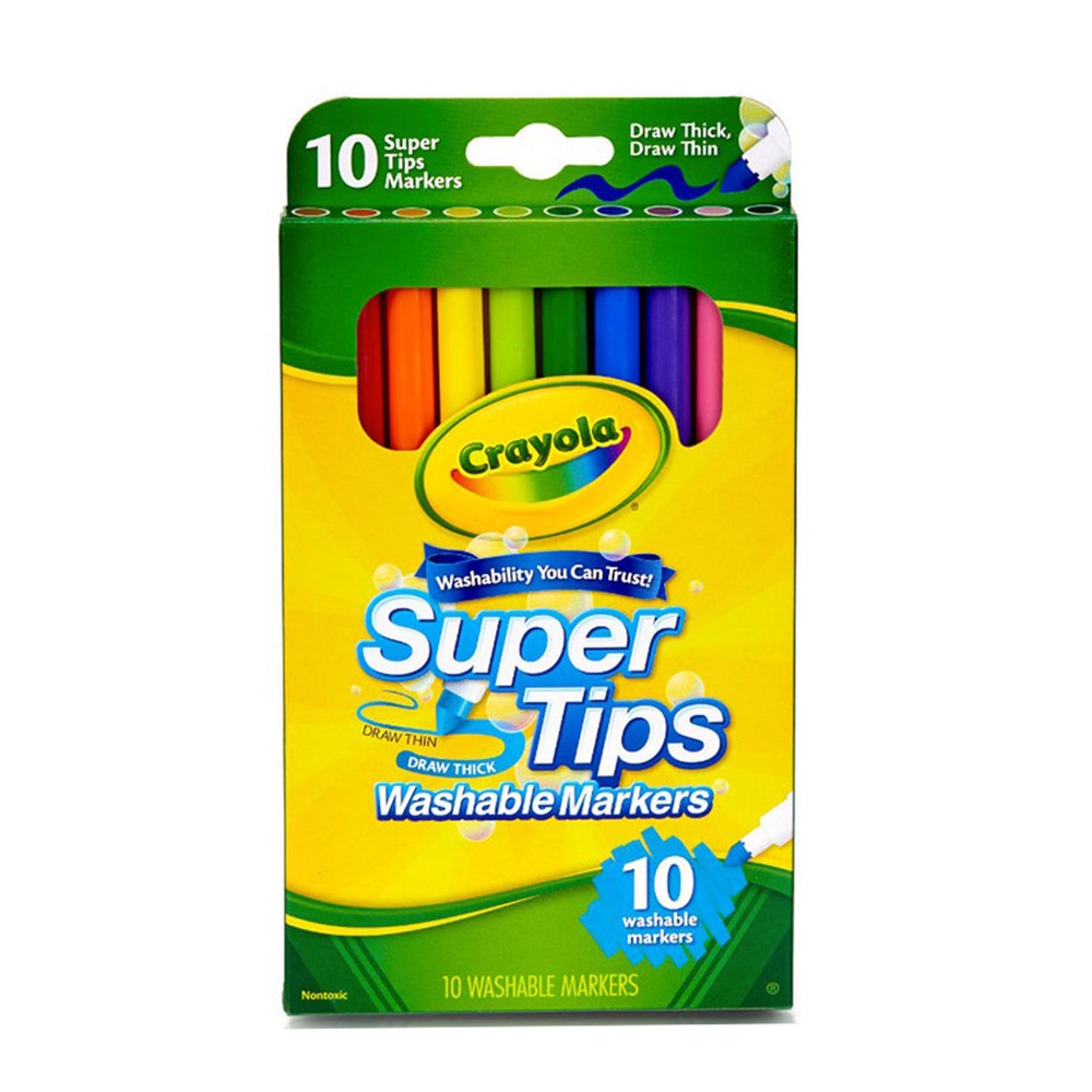 Bộ 10 màu bút lông Crayola Super Tips dễ dàng tẩy xóa bằng nước dành cho trẻ