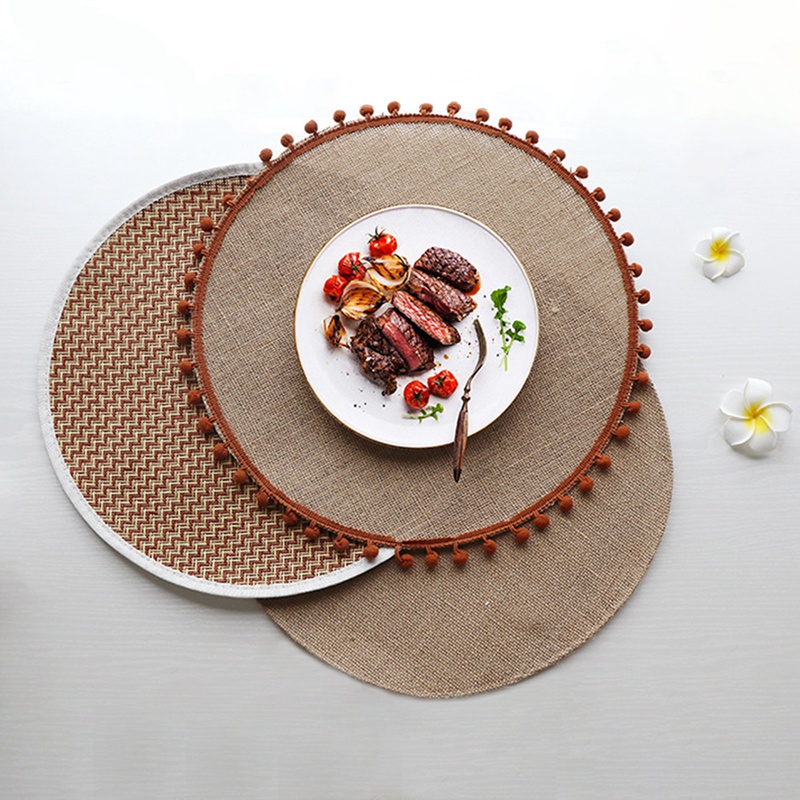 Tấm Lót Bàn Ăn Cách Nhiệt Dệt Tay Phong Cách Cổ Điển