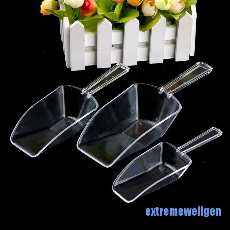 [extremewellgen 0527] 3pcs Clear Plastic Ice Scoops Sweets Candy Buffet Wedding Party Bar Accessorie