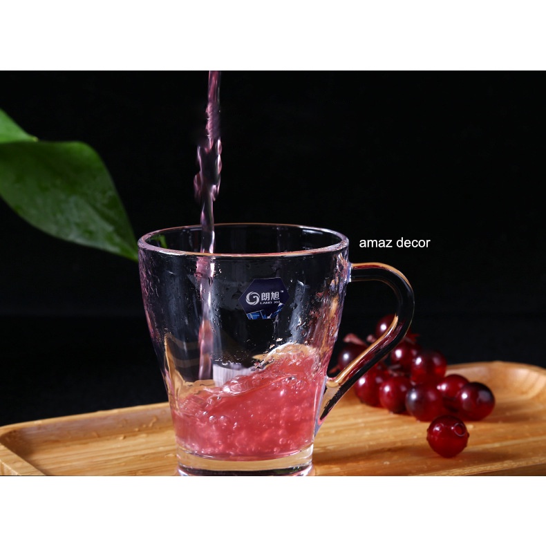 Giá sỉ tại xưởng Bộ 6 Cốc tách ly cốc thủy tinh có quai trà đồ uống nóng lipton cacao LXZB21 dung tích 270ml