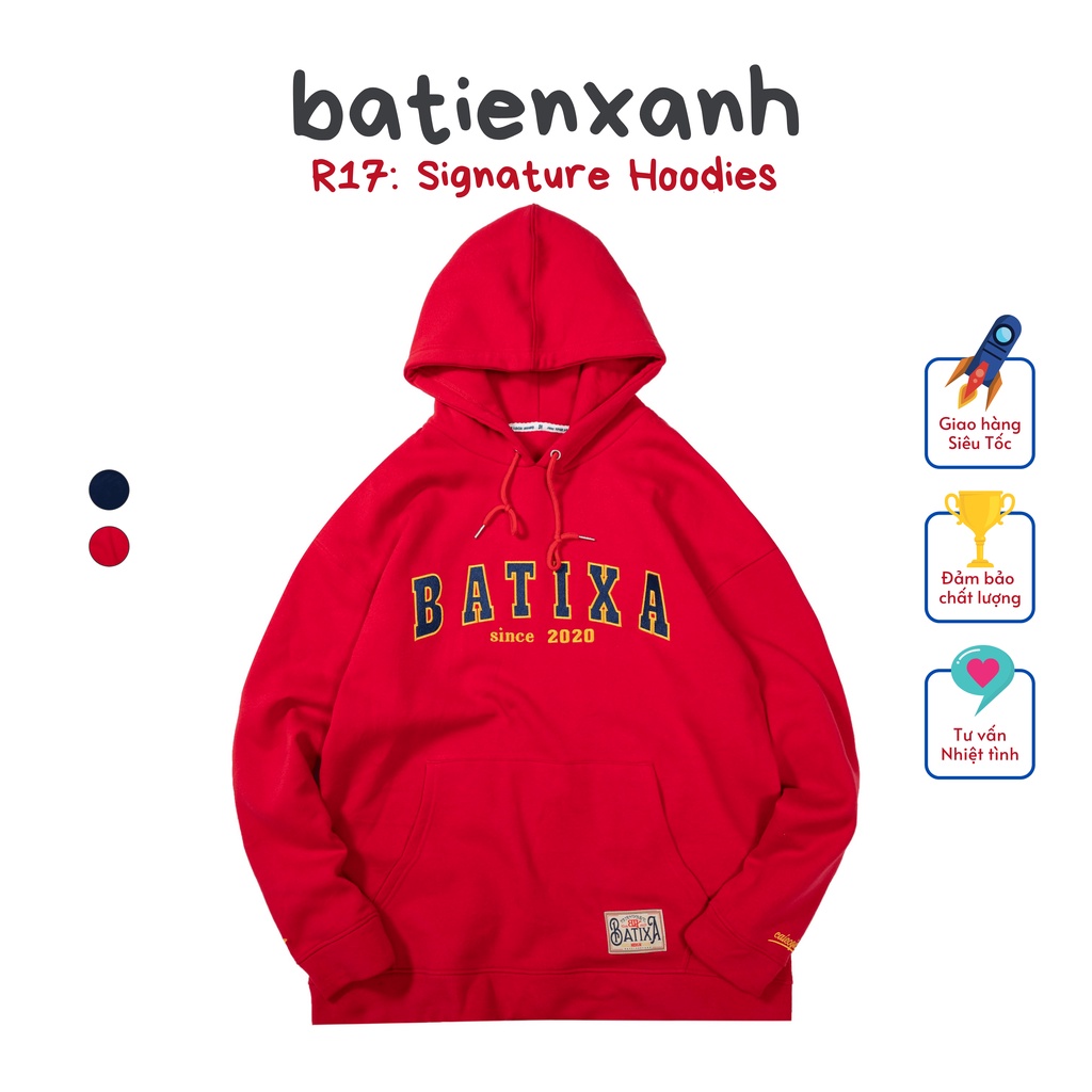 Áo Hoodie Nam Nữ Batixa Nỉ Có Mũ Hai lớp Thêu Chữ Batixa | BigBuy360 - bigbuy360.vn