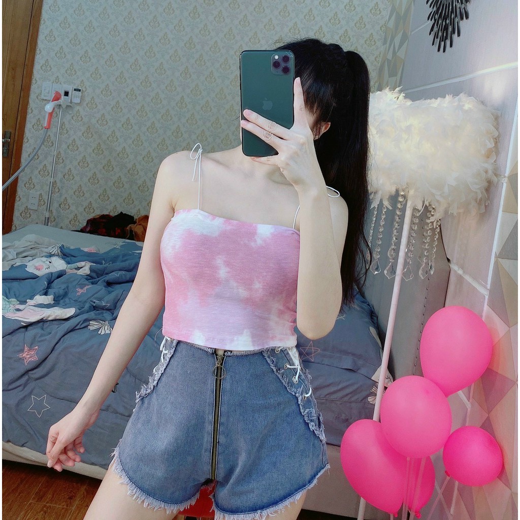 Video cận cảnh- Áo 2 dây loang màu siêu hot mới về