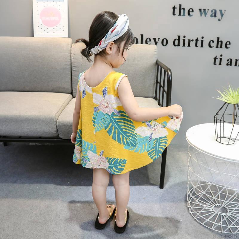 Đầm sát nách in họa tiết hoa xinh xắn dành cho trẻ em