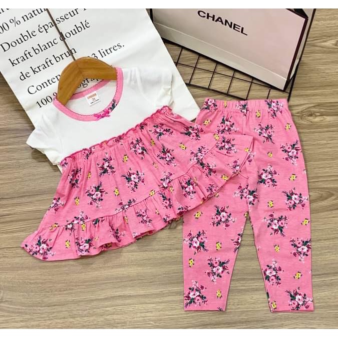 set bộ babydoll tay ngắn thu đông bé gái thun borip xuất dư thấm hút mồ hôi co giãn cực tốt sz nhí 10-20kg