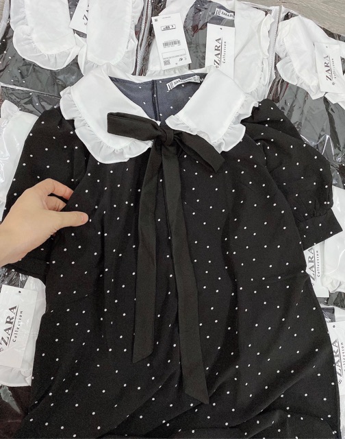 Váy suông chấm bi cổ tiểu thư nữ | BigBuy360 - bigbuy360.vn