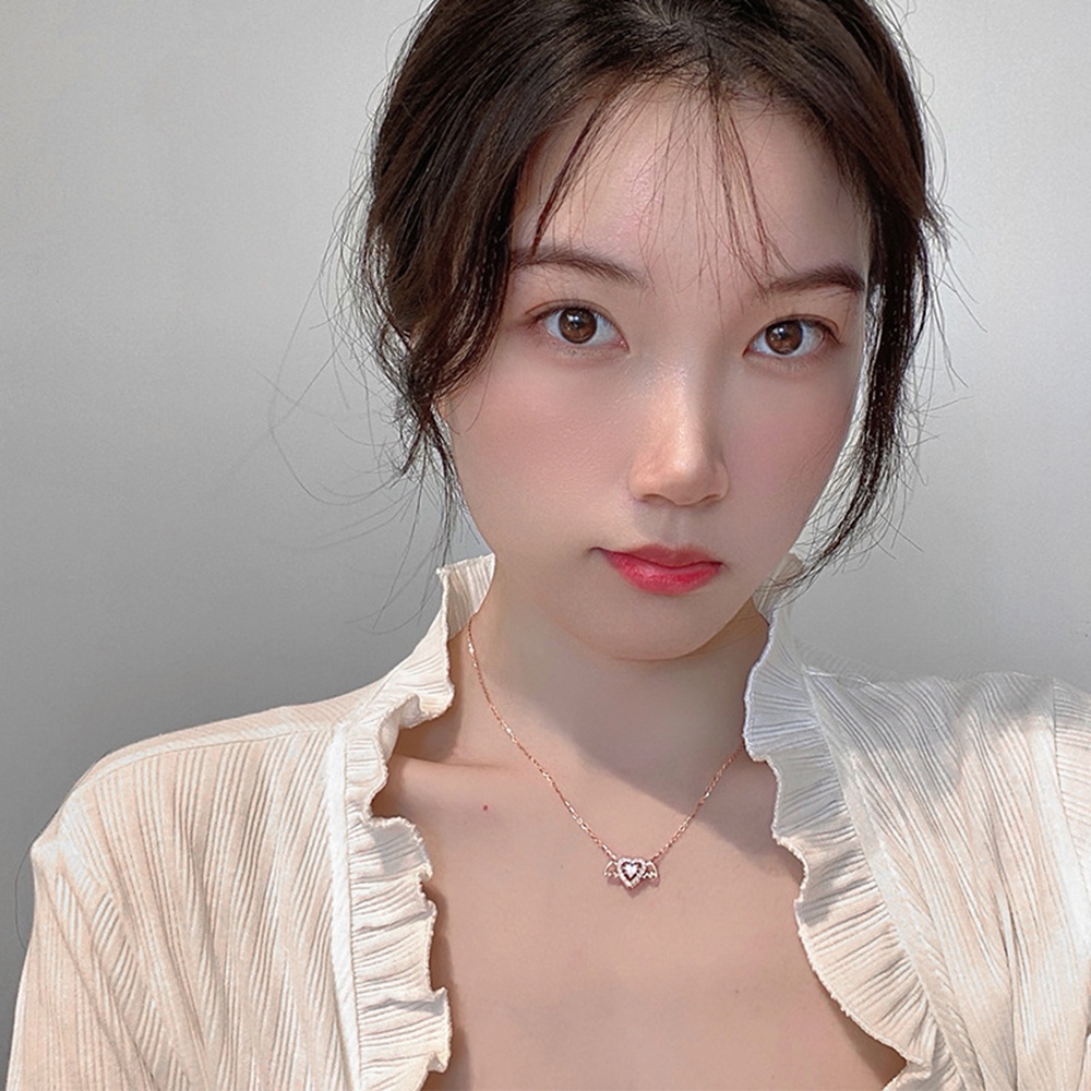 Vòng cổ Mặt Cánh Thiên Thần Đính Đá Nhiều Màu Sắc Phong Cách Cổ Điển Dành Cho Nữ