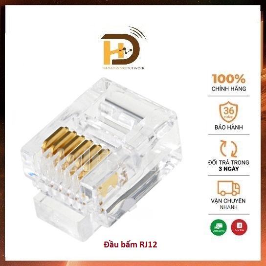 Đầu bấm cáp điện thoại  RJ12 6Pin Connector 6P6C