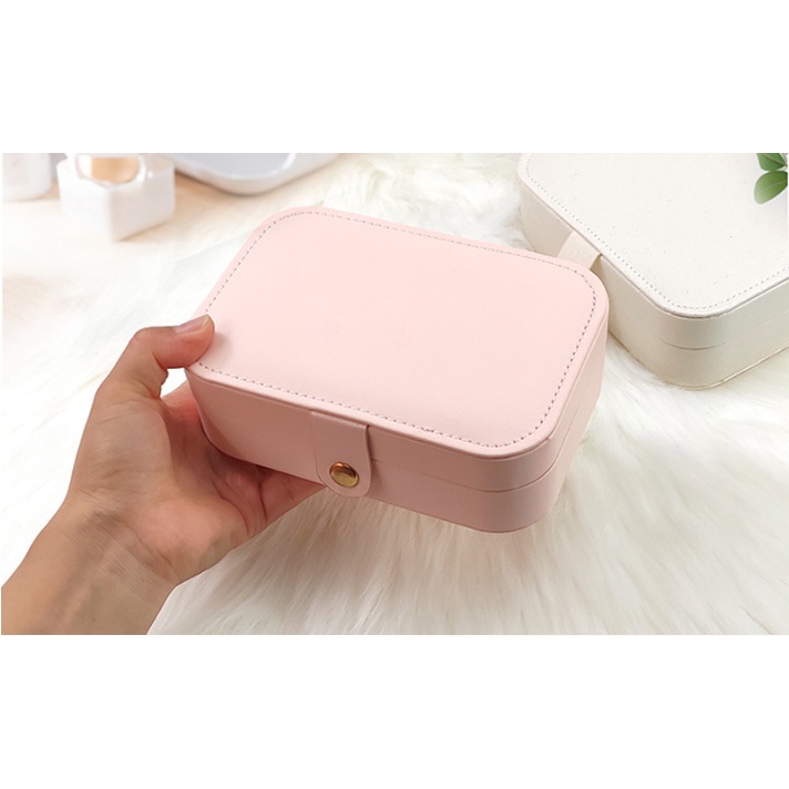 Hộp đựng trang sức bọc da xách tay tiện dụng chống bụi và đựng nhiều loại nữ trang