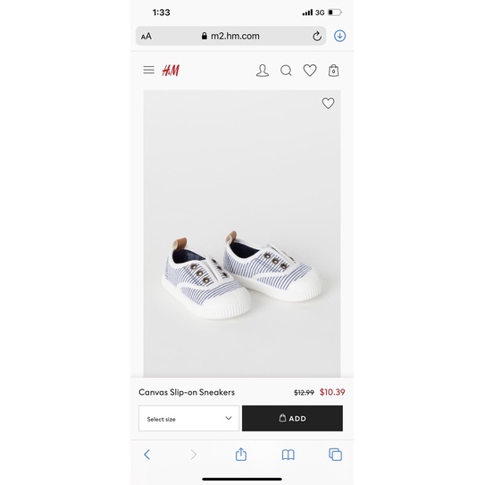 Giày slip on HM bé trai bé gái used
