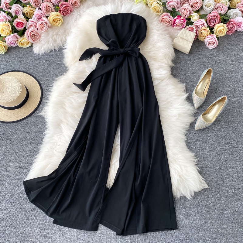 Sét jumpsuit dáng dài cúp ngực quần xẻ hàng cao cấp