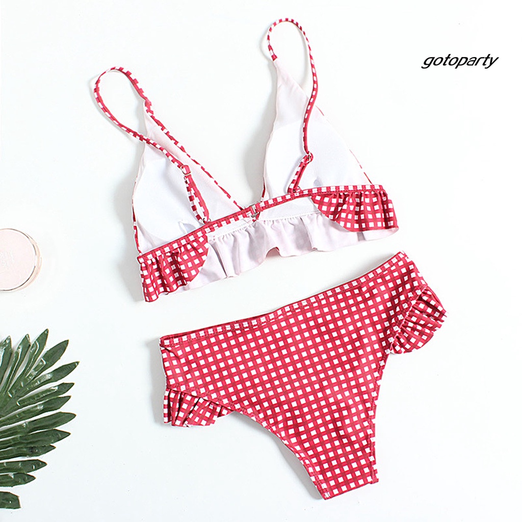 Bộ Bikini Hai Mảnh Họa Tiết Sọc Caro Có Độn Gợi Cảm Cho Nữ | BigBuy360 - bigbuy360.vn