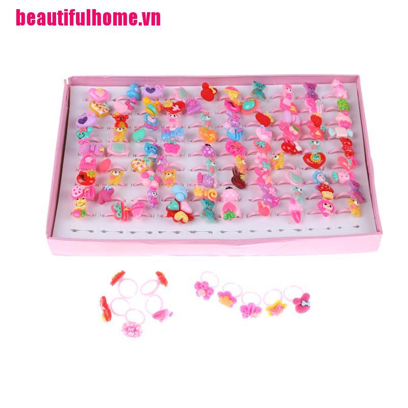 Bộ 10 nhẫn nhựa họa tiết hoạt hình dễ thương