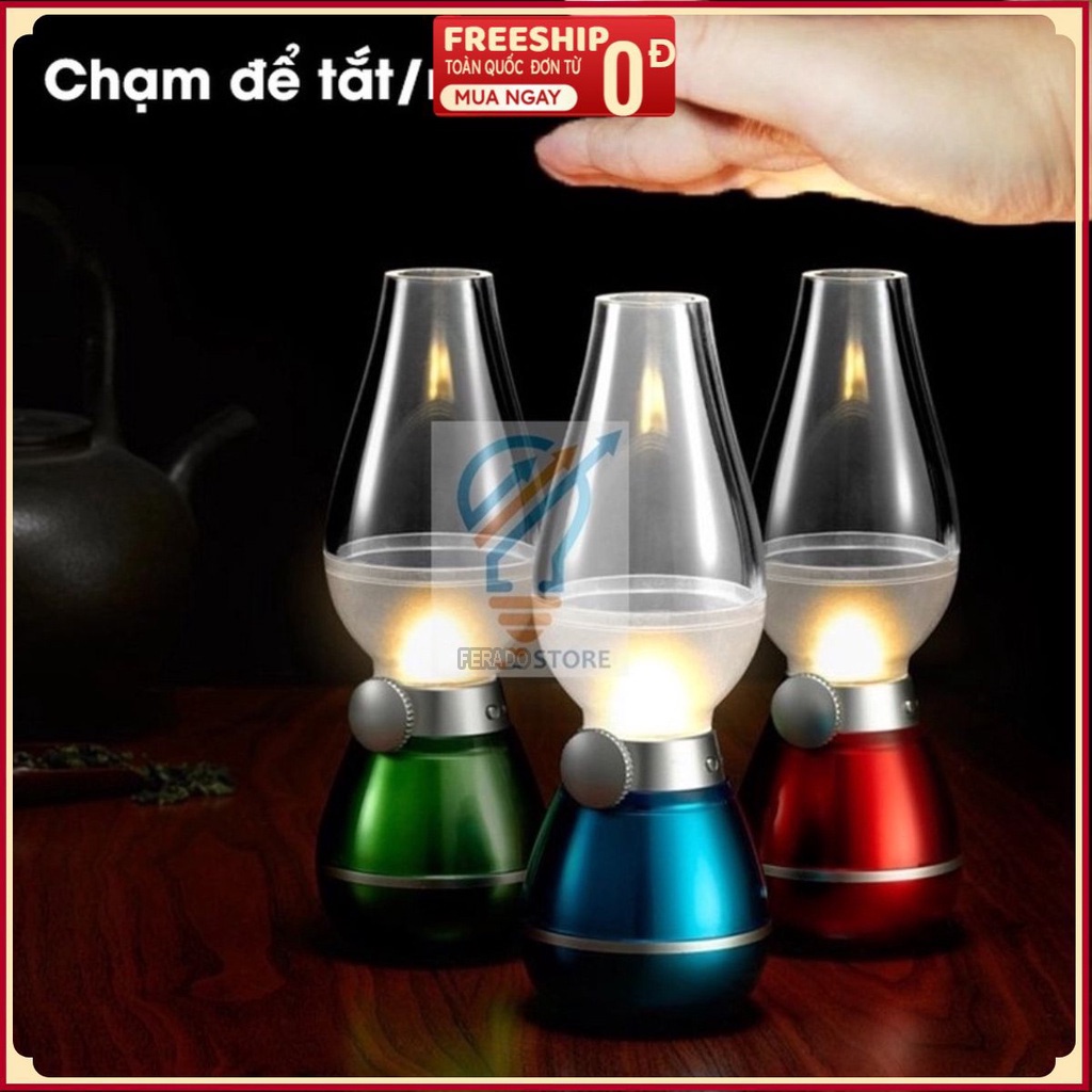 Đèn Dầu Cảm Ứng Điện Tử LED Thổi Tắt - Không Khói, Đèn Để Bàn Thờ Trang Trí Sạc Pin - Tích Điện Siêu Tiện.