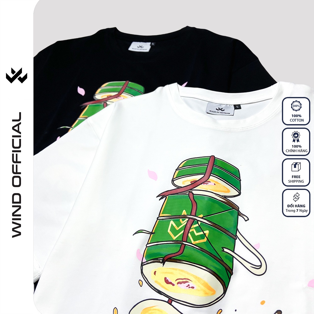Áo thun tay lỡ unisex WIND 100% cotton phông form rộng nam nữ Bánh Chưng oversize ulzzang