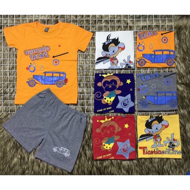 Bộ cotton catter in hình xe bé trai