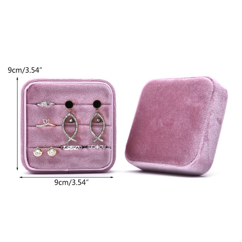 Flgo Hộp Đựng Trang Sức Cưới Hình Vuông Bằng Nhung Đính Kim Cương Giả Dành Cho Bạn Nữ
