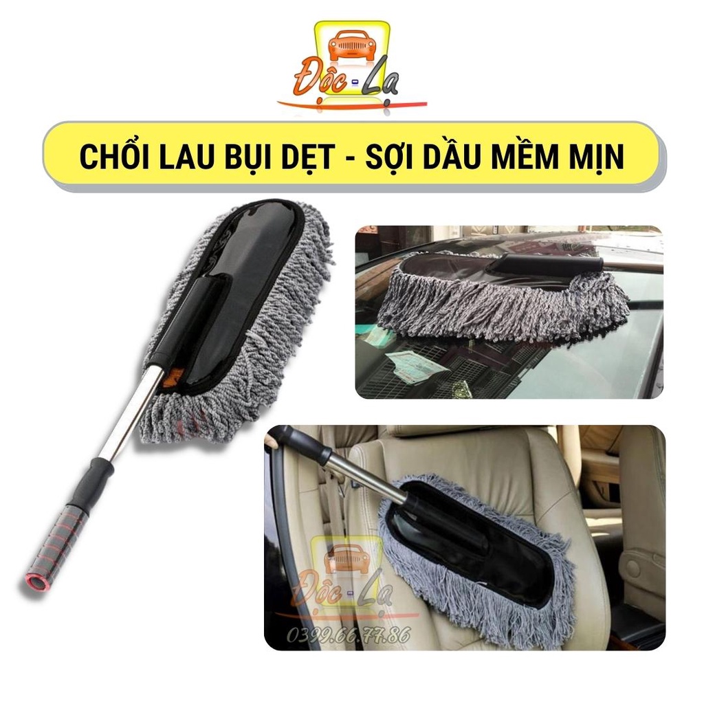 Chổi dẹt nano sợi dầu lau rửa xe ô tô chuyên dụng - cán kéo dài đa năng