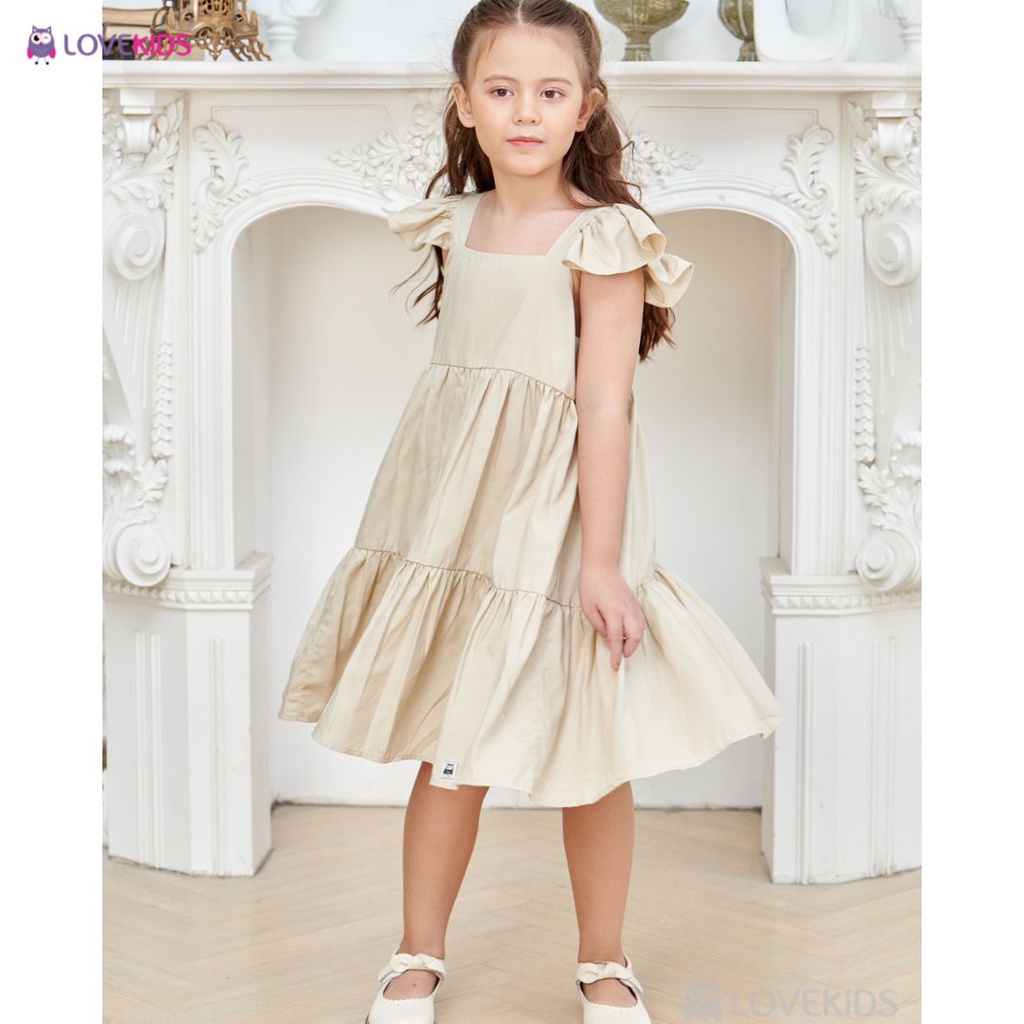 Đầm linen tay bèo phối tầng - Lovekids