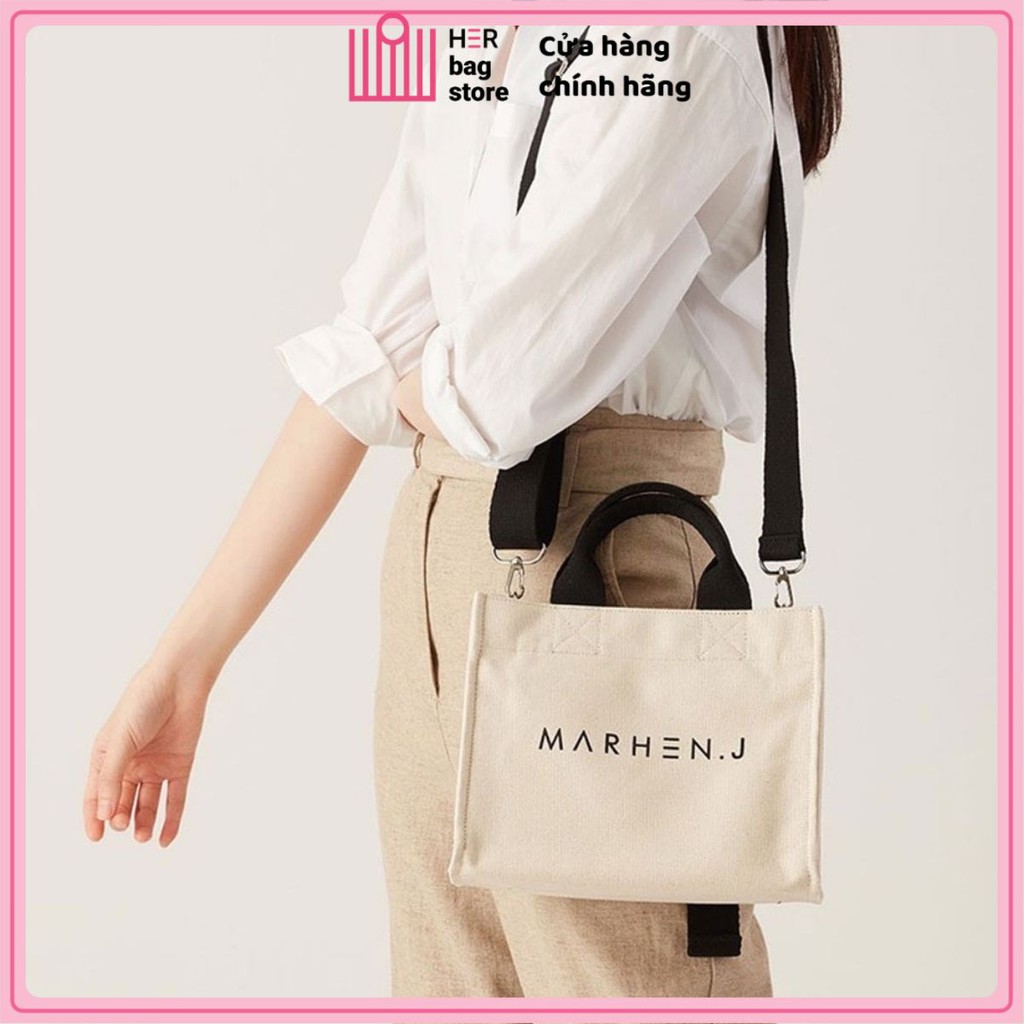 Túi vải đeo chéo xách tay thời trang in Marhen J - túi tote đeo chéo vải canvas thời trang Hàn Quốc HerBAG Store MHJ01