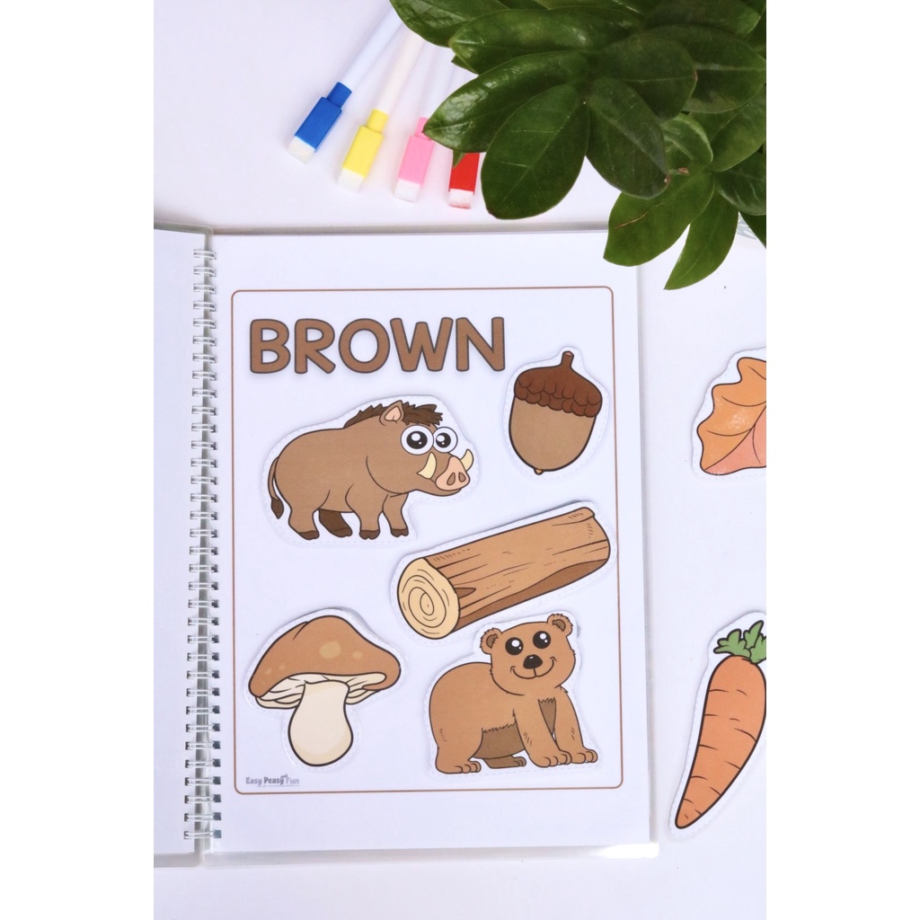 Học liệu bóc dán Montessori chủ đề màu sắc với 11 màu cơ bản viết bằng tiếng anh
