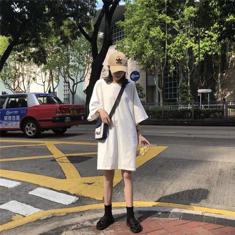 (Tặng đai lưng) VÁY THUN TAY LỠ THẮT EO + SUÔNG ULZZANG