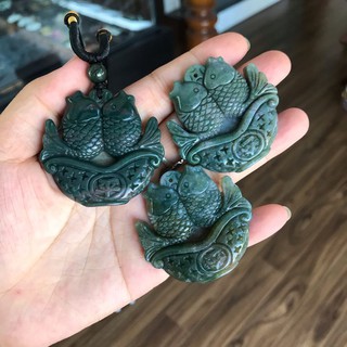 Mặt Đá Cá Chép Phong Thủy Kèm Dây Đeo Cổ