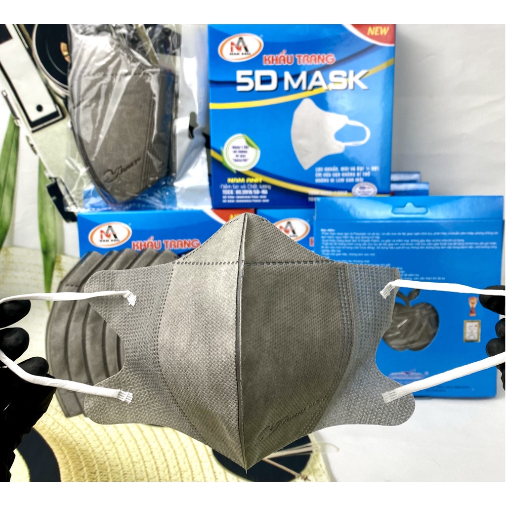 Khẩu trang FAMAPRO 5D NAM ANH Kháng Khuẩn 10 cái/ hộp Xanh Rêu, Xanh Navy, Xám,Trắng, Hồng, Xanh Y Tế, Vàng Nhạt, Đen