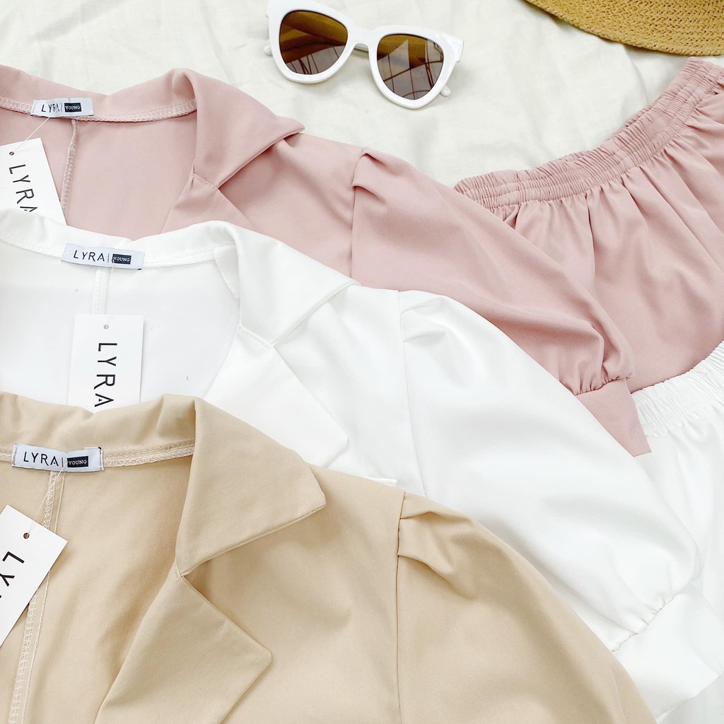 Set áo cổ vest kèm quần short thiết kế by LYRA, set bộ balzer dáng dáng suông chất liệu cao cấp nữ tính- LYTSE115