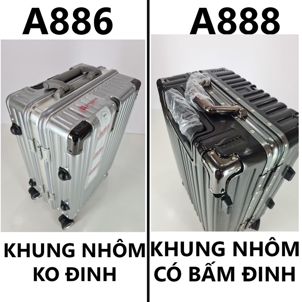 Vali cao cấp khung nhôm khóa sập A888 A886 VINALUG, Size 20, 24