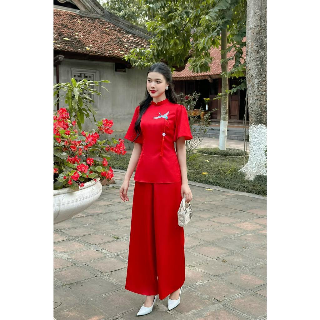 Pháp phục đi chùa, đồ bộ đi chùa nữ cao cấp chất liệu lụa mango thêu cao cấp - Pháp phục Viên Minh - VM07