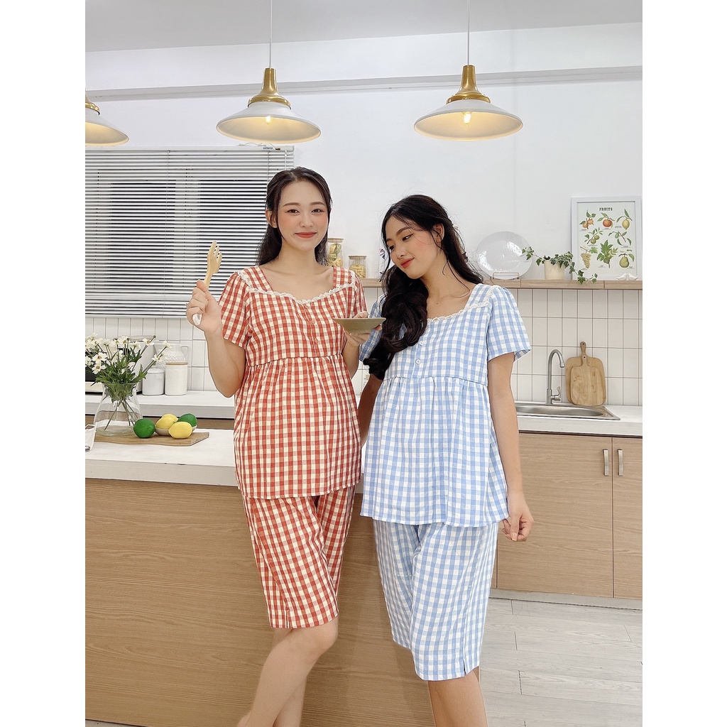 Bộ bầu mặc nhà lửng karo trẻ trung