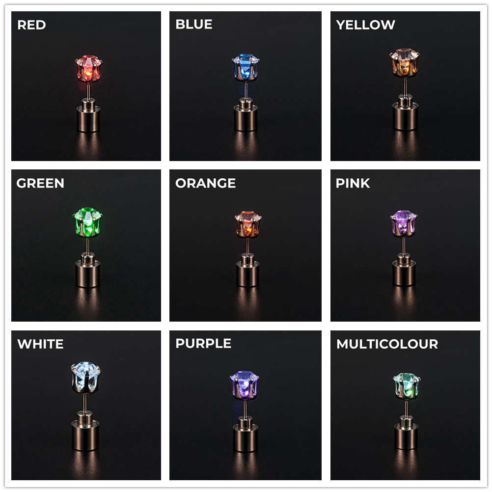 Khuyên tai đính kim có đèn LED màu phong cách dự tiệc sành điệu 1pcs nhấp nháy đổi màu được