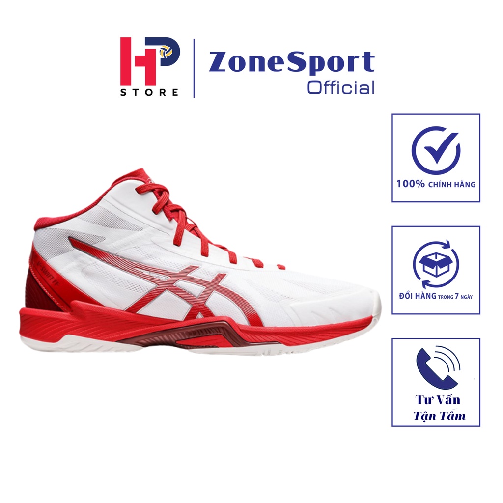 Giày Asics V Swift FF MT 3 Đỏ Trắng - Giày chuyên bóng chuyền cao cấp cổ cao đệm gel chống sốc đàn hồi trọng lượng nhẹ