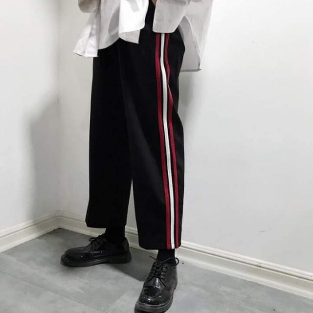 Quần Line Pants Da Cá Sọc Đỏ Hình Thật