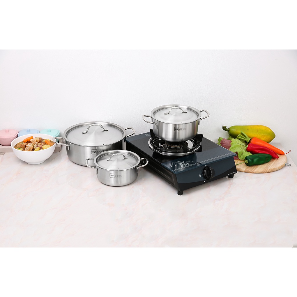 Bộ nồi inox 1 đáy Fivestar H.T cook HT-06DN 3 món nắp inox dùng được bếp từ , gas , hồng ngoại