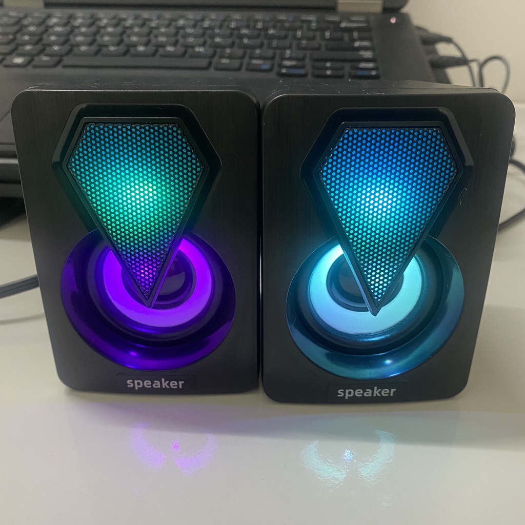 Loa vi tính máy tính mini laptop LED 7 màu E-1046/ E-1053 để bàn bass giá rẻ PUKIGO L046