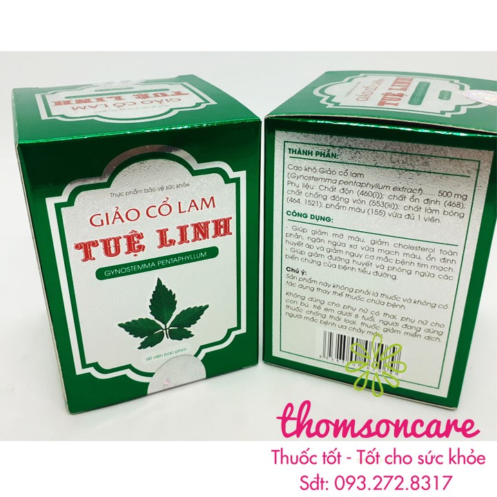 Giảo cổ lam Tuệ Linh - hỗ trợ giảm mỡ máu - Chính hãng dược Tuệ Linh - KM tặng kèm 1 hộp khi mua 4-6 hộp tùy loại