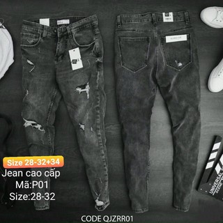Quần jean nam rách kiểu chất liêu co giãn