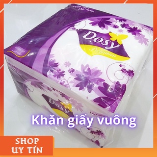 Khăn giấy vuông giấy ăn cao cấp Dosy 100 miếng có thể dùng cho nhà bếp, lau bàn, vệ sinh,khăn ăn (giấy dày thấm hút tốt)