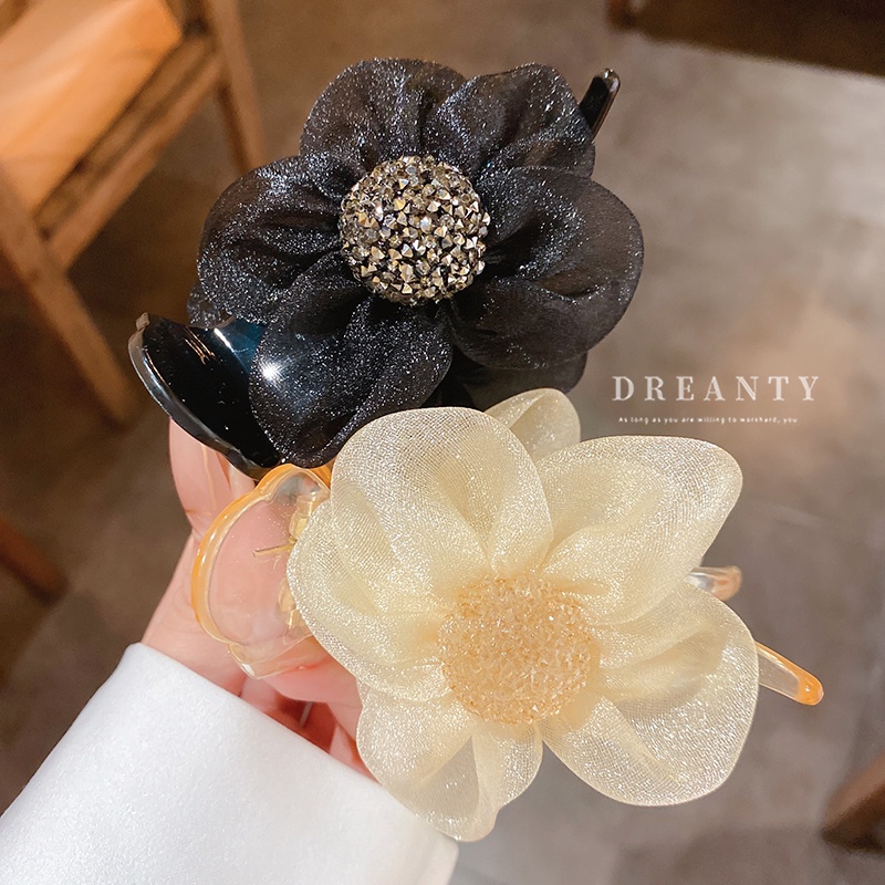 Kẹp Tóc Hình Nơ Lưới Đính Kim Cương Nhân Tạo Thời Trang Hàn Quốc